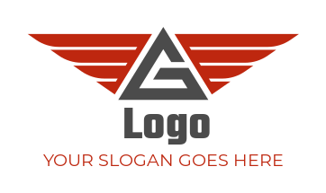 Letter G logo forming triangle shape with wings