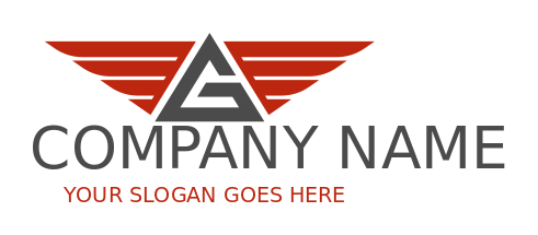 Letter G logo forming triangle shape with wings