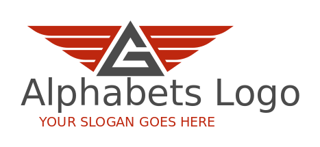 Letter G logo forming triangle shape with wings