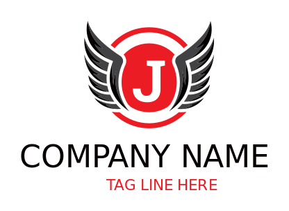 letter j inside the the circle with wings