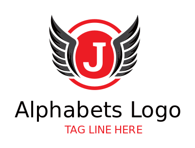 letter j inside the the circle with wings