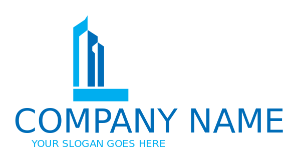 alphabets logo Letter L with buildings