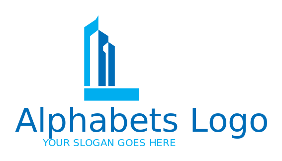 alphabets logo Letter L with buildings