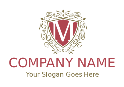 Make a Letter M logo in shield with ornament