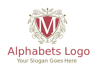 Make a Letter M logo in shield with ornament