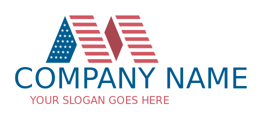 Letter M logo icon made of American flag