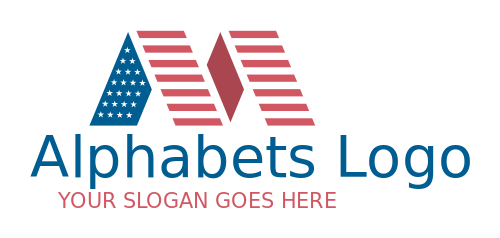 Letter M logo icon made of American flag