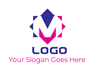 Letter M logo maker merged with rhombus 