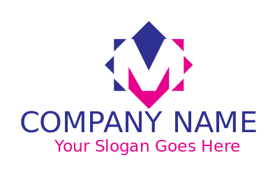 Letter M logo maker merged with rhombus 