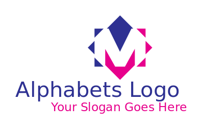 Letter M logo maker merged with rhombus 
