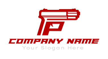 Create a Letter P logo with gun