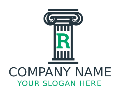 Letter R Inside the greek pillar