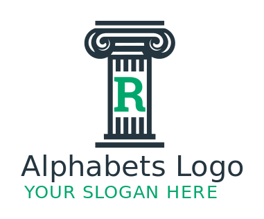 Letter R Inside the greek pillar