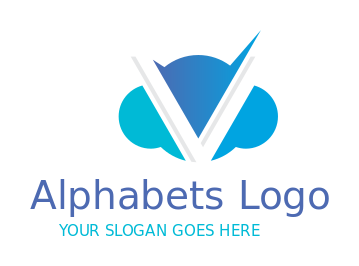 generate a Letter V logo merged with cloud