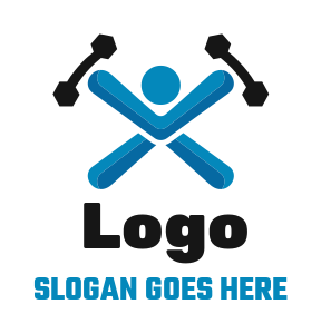 sports logo maker abstract person with dumbbells