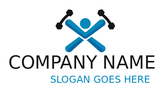 sports logo maker abstract person with dumbbells