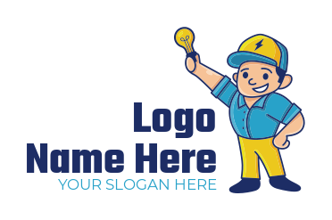 energy logo light bulb in cute electrician hand