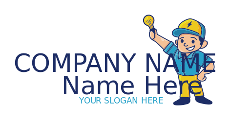 energy logo light bulb in cute electrician hand