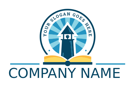 education logo open book with tower in circle