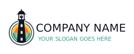 consulting logo lighthouse in front sun and sea