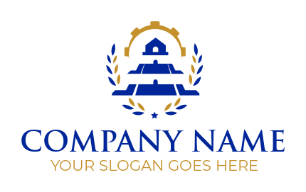 consulting logo lighthouse in gear laurel wreath