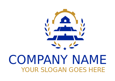 consulting logo lighthouse in gear laurel wreath