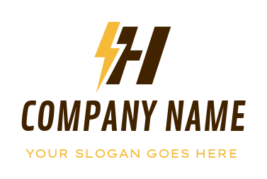 Letter H logo template with lightning bolt