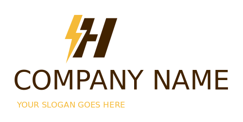 Letter H logo template with lightning bolt