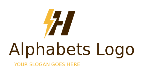 Letter H logo template with lightning bolt