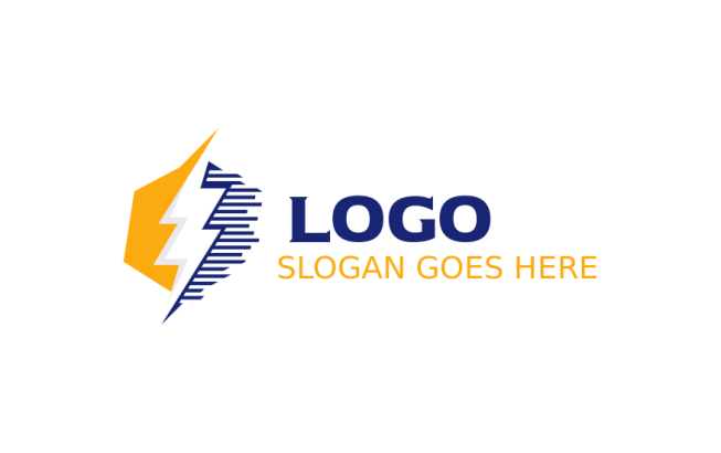 create an energy logo lightning bolt inside the polygon shape - logodesign.net