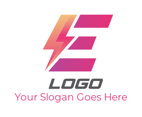 Make a Letter E logo with lightning bolt