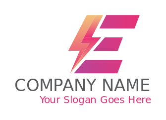 Make a Letter E logo with lightning bolt