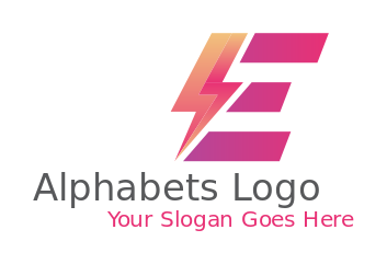 Make a Letter E logo with lightning bolt