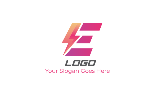 Make a Letter E logo with lightning bolt