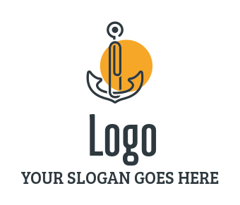 shipping logo line art anchor with paper clip