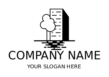 real estate logo tree and water with building