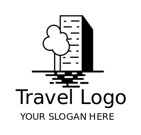 real estate logo tree and water with building