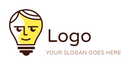 create an energy logo line art bulb with face
