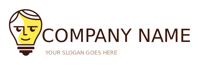 create an energy logo line art bulb with face