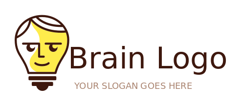 create an energy logo line art bulb with face