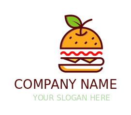 food logo line art burger in shape of orange
