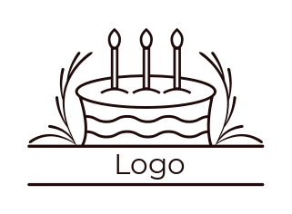 line art cake with three candles 