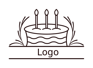 food logo maker line art cake with three candles