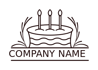 food logo maker line art cake with three candles