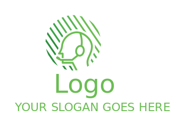 communication logo line art call agent in circle