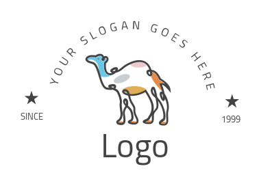 animal logo line art camel with color patches