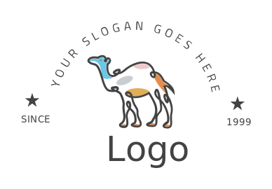 animal logo line art camel with color patches