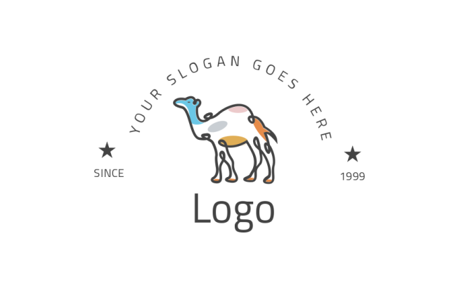 animal logo line art camel with color patches | Logo Template by ...