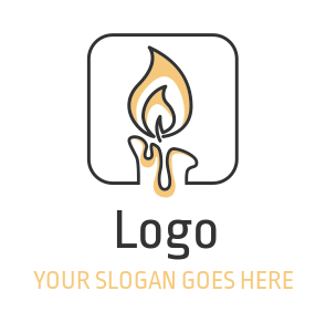 religious logo line art candle with flame