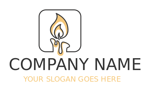 religious logo line art candle with flame